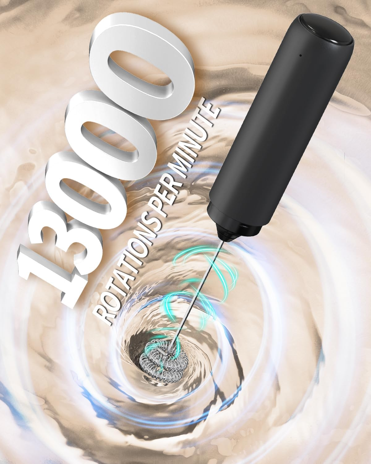 CIRCLE JOY Electric Milk Frother Handheld, Rechargeable Coffee Frother with Dual Spring Whisk, Portable Hand Frother Wand Drink Mixer for Coffee, Hot Chocolate, Cappuccino, Frappe, Matcha, Black - Image 2
