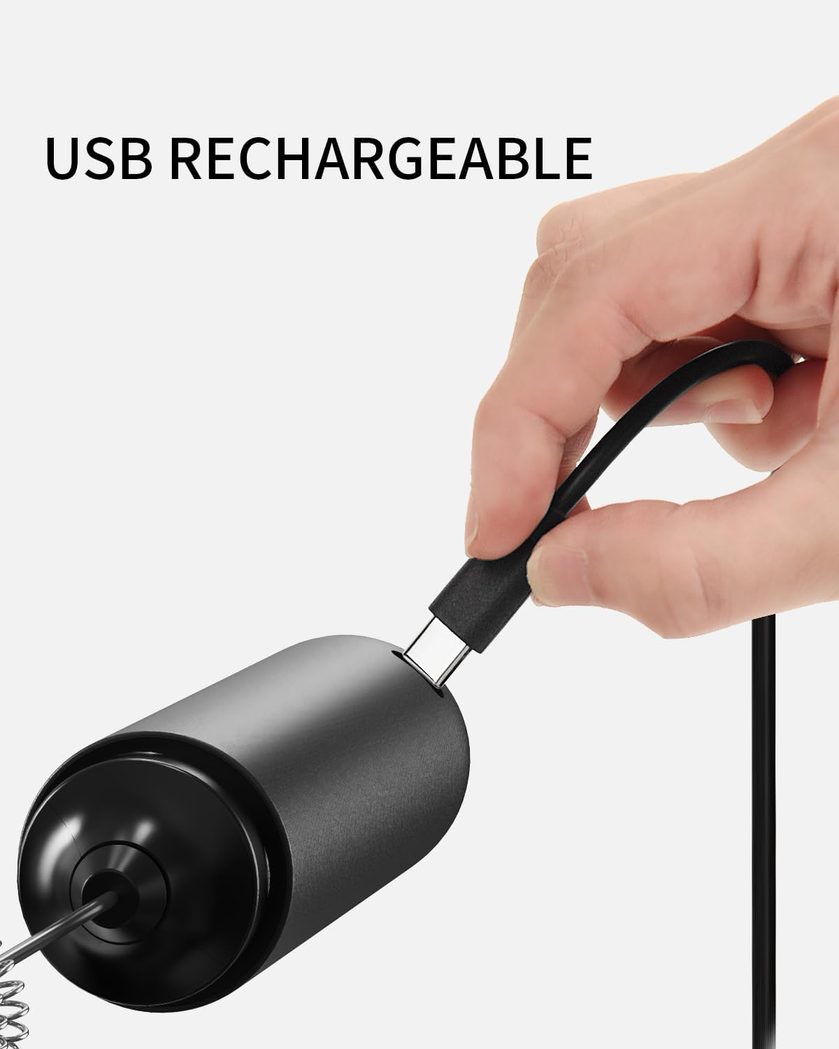 CIRCLE JOY Electric Milk Frother Handheld, Rechargeable Coffee Frother with Dual Spring Whisk, Portable Hand Frother Wand Drink Mixer for Coffee, Hot Chocolate, Cappuccino, Frappe, Matcha, Black - Image 5