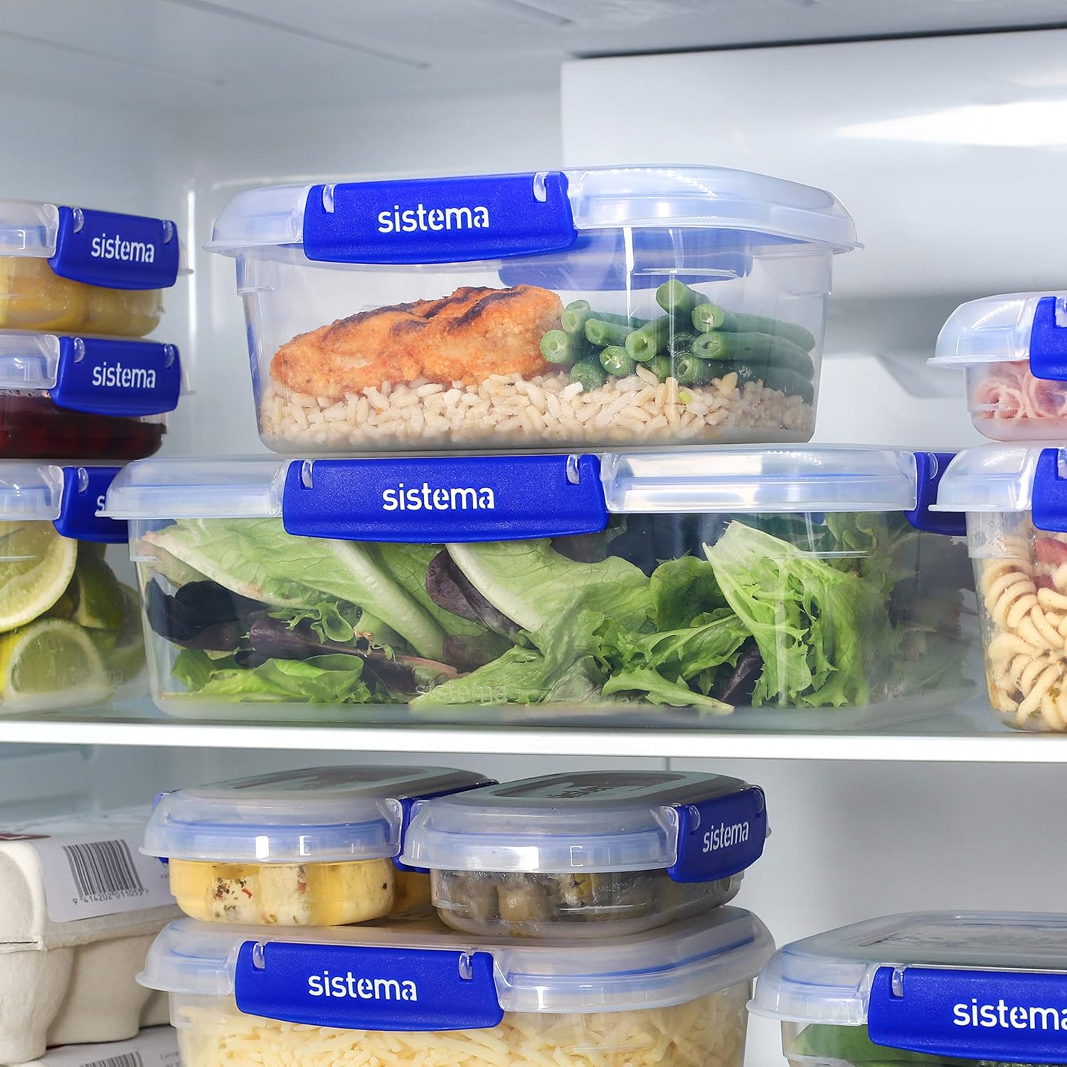 Sistema KLIP IT PLUS Leakproof Food Storage Containers | 1 L | AirtightStackable & Nestable Meal Prep Containers with Lids | School Lunch Boxes | 3 Count - Image 2