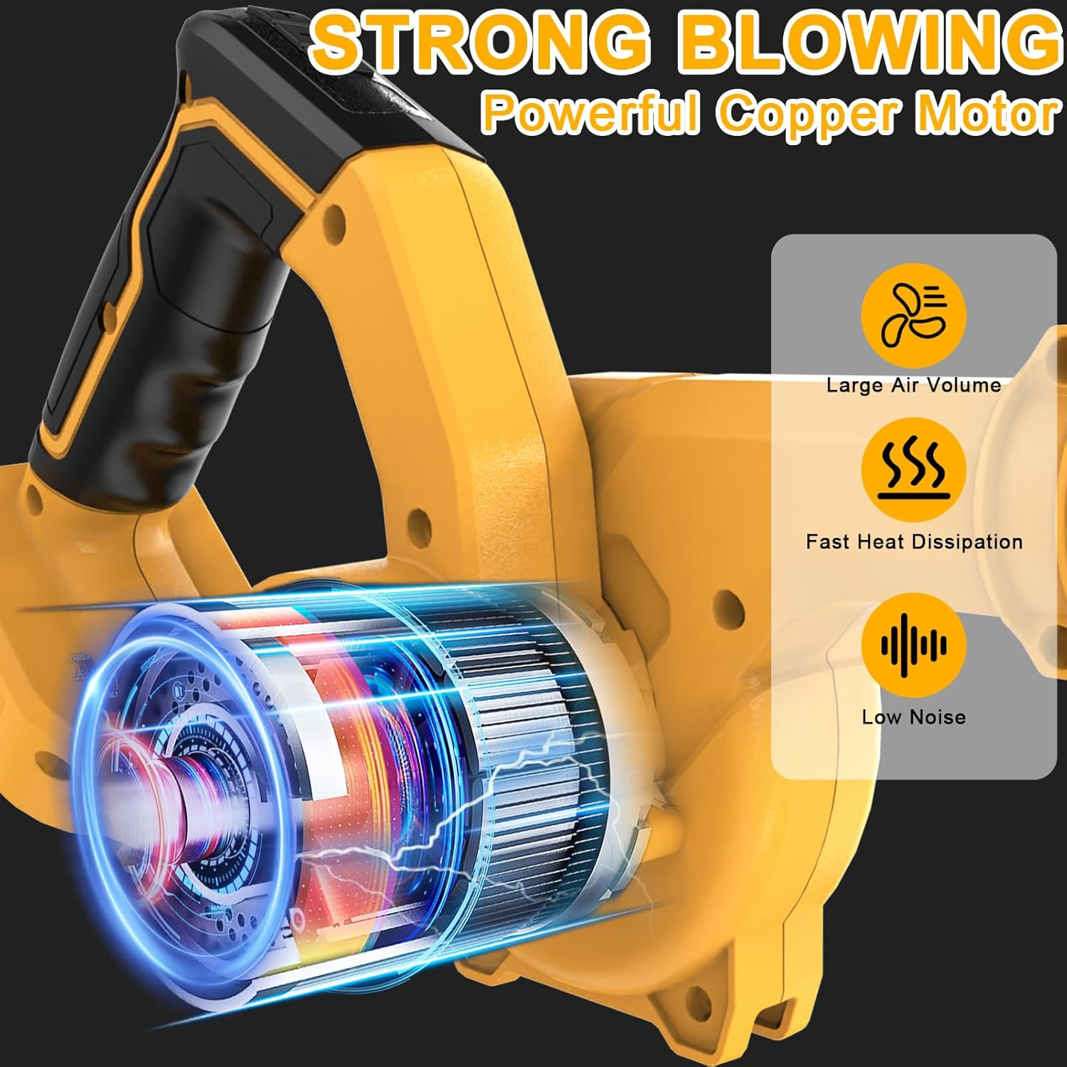 Cordless Air Leaf Blower for Dewalt 18V Battery, Electric Jobsite Air Blower Powerful for Garden Lawn Care Leaf Snow Blowing,Car Computer Dust Cleaner (Tool Only,no Battery). - Image 4
