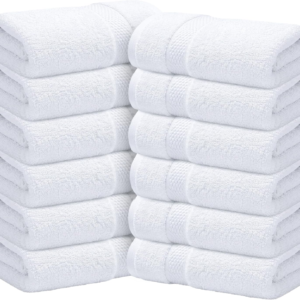 Infinitee Xclusives - 12 Pack 100% Cotton Face Cloths Wash Cloths |30x30 cm| - Ultra Soft & Highly Absorbent Fingertip Towels for Spa, Gym, Hotel & Bathroom |Brilliant White
