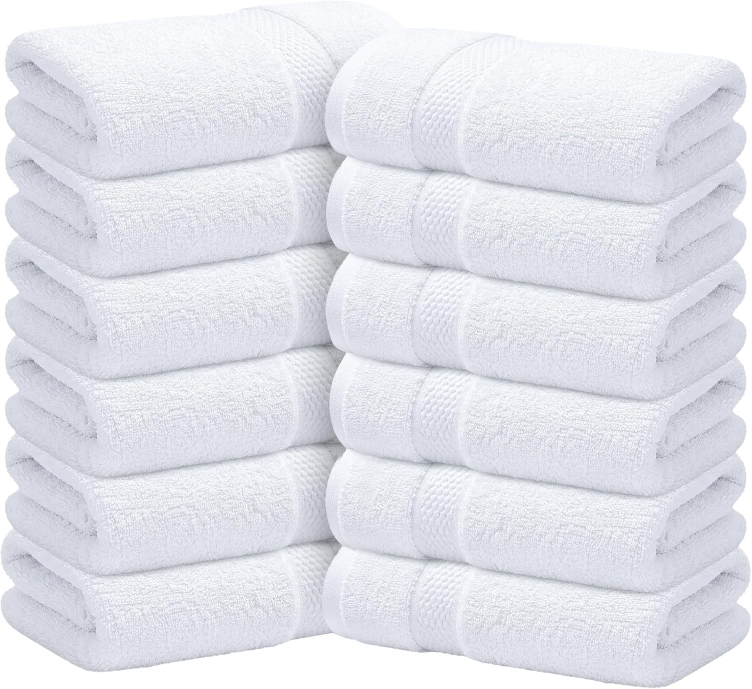 Infinitee Xclusives - 12 Pack 100% Cotton Face Cloths Wash Cloths |30x30 cm| - Ultra Soft & Highly Absorbent Fingertip Towels for Spa, Gym, Hotel & Bathroom |Brilliant White
