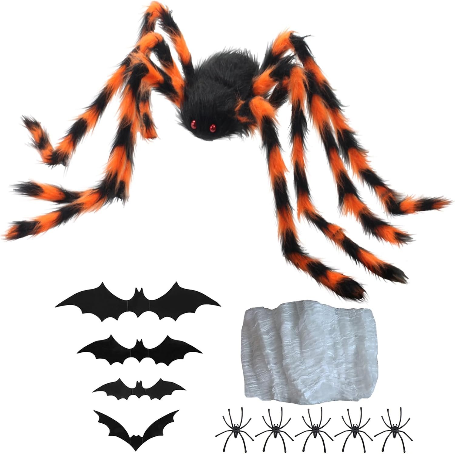 AMLOOPH Giant Spider Halloween Decorations Outdoor Indoor & Cobweb, Bats