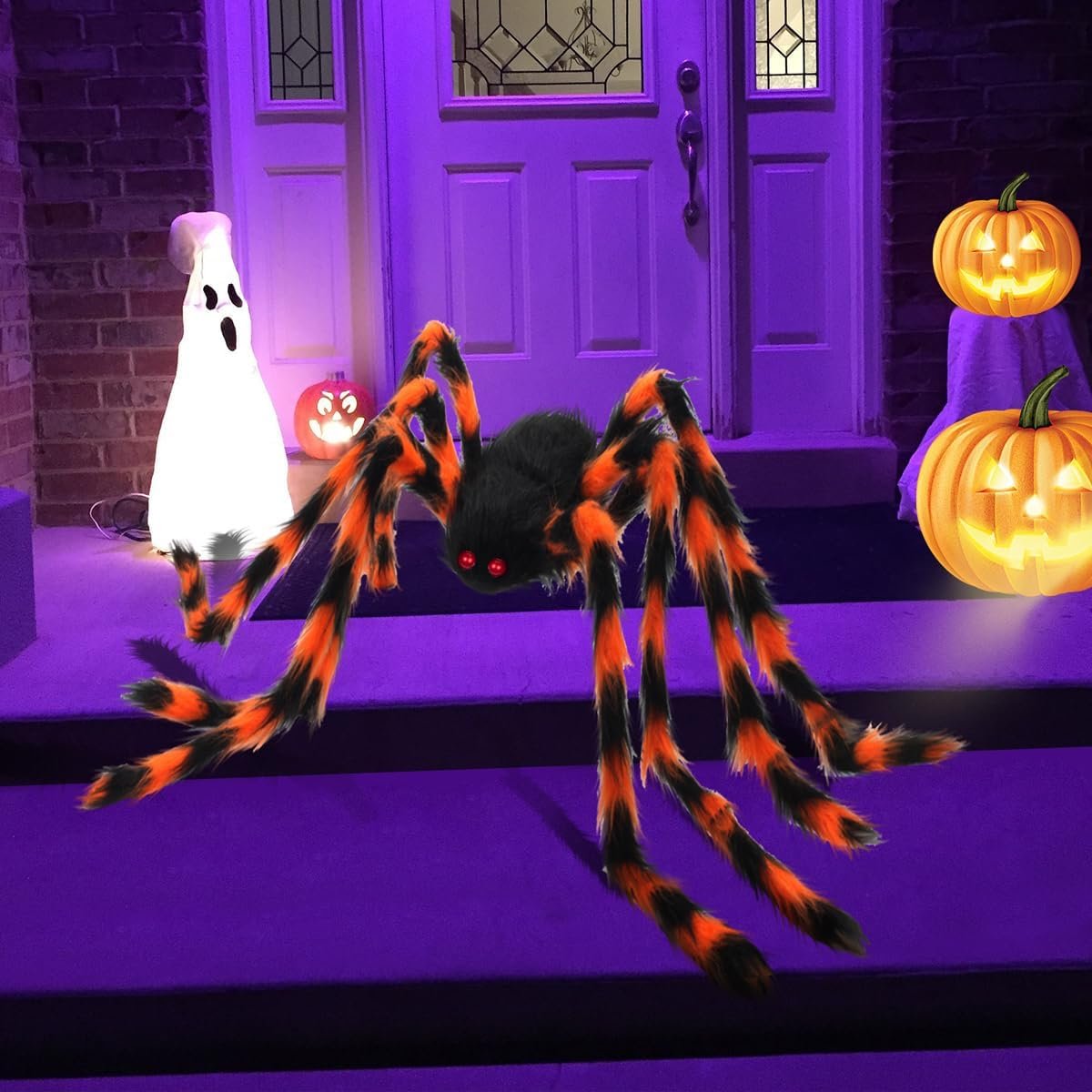 AMLOOPH Giant Spider Halloween Decorations Outdoor Indoor & Cobweb, Bats - Image 3