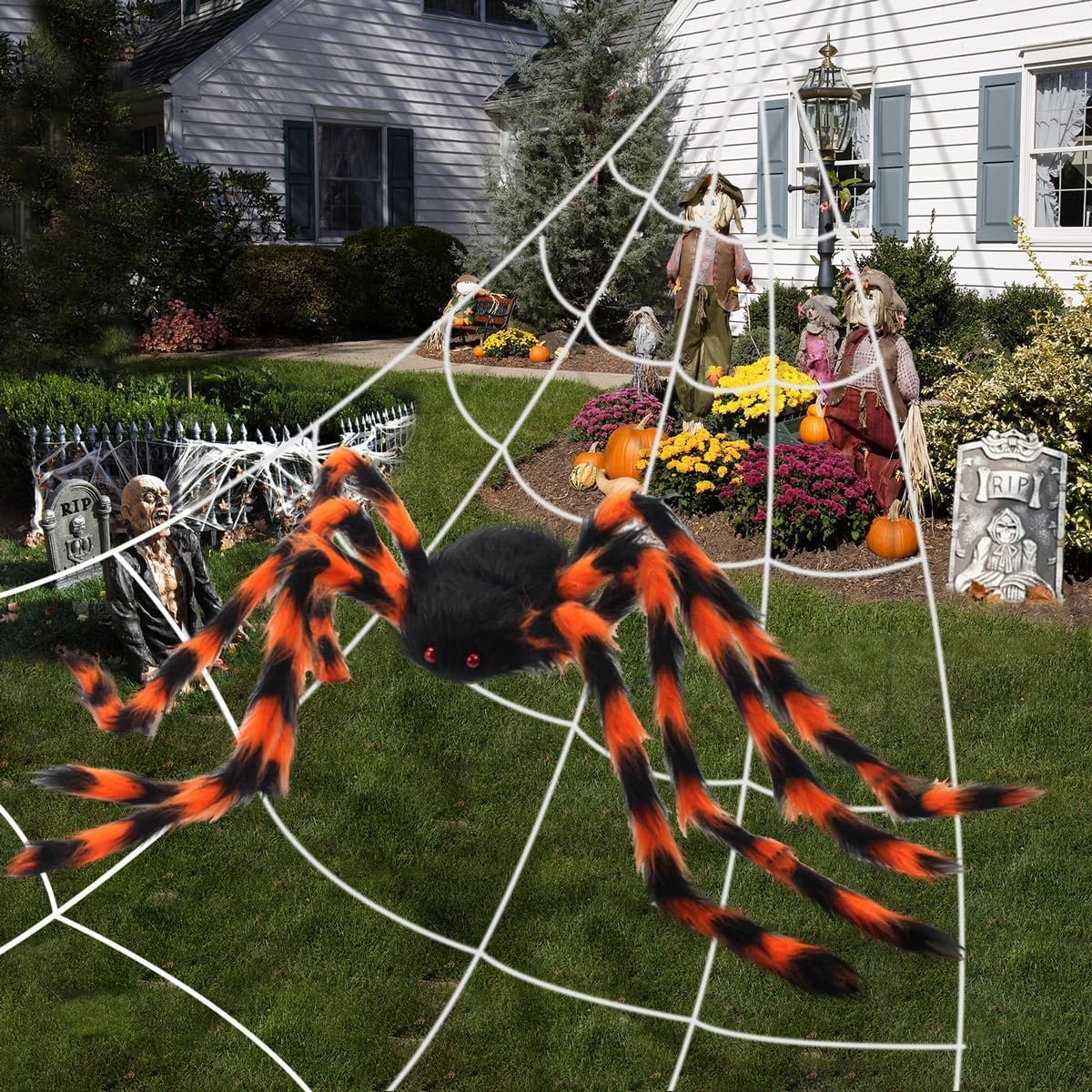 AMLOOPH Giant Spider Halloween Decorations Outdoor Indoor & Cobweb, Bats - Image 7